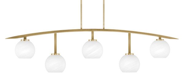 Toltec Lighting - 3745-NAB-4101 - Five Light Bar - Kurve - New Age Brass