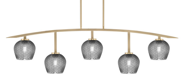 Toltec Lighting - 3745-NAB-4602 - Five Light Bar - Kurve - New Age Brass