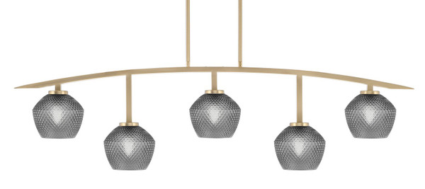 Toltec Lighting - 3745-NAB-4622 - Five Light Bar - Kurve - New Age Brass