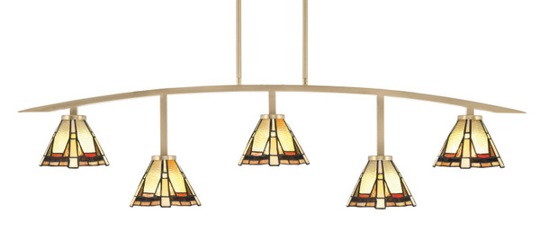 Toltec Lighting - 3745-NAB-9345 - Five Light Bar - Kurve - New Age Brass