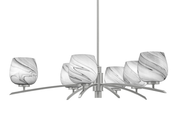 Toltec Lighting - 3746-GP-4819 - Six Light Chandelier - Kurve - Graphite