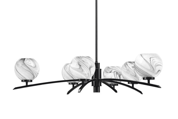 Toltec Lighting - 3746-MB-4109 - Six Light Chandelier - Kurve - Matte Black