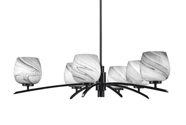 Toltec Lighting - 3746-MB-4819 - Six Light Chandelier - Kurve - Matte Black