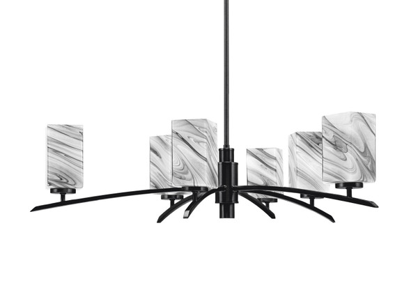 Toltec Lighting - 3746-MB-549 - Six Light Chandelier - Kurve - Matte Black