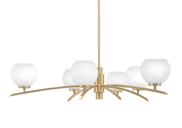 Toltec Lighting - 3746-NAB-4101 - Six Light Chandelier - Kurve - New Age Brass