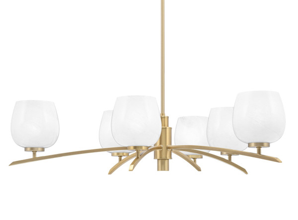 Toltec Lighting - 3746-NAB-4811 - Six Light Chandelier - Kurve - New Age Brass