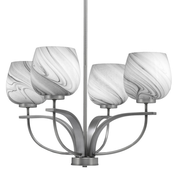 Toltec Lighting - 3904-GP-4819 - Four Light Chandelier - Cavella - Graphite