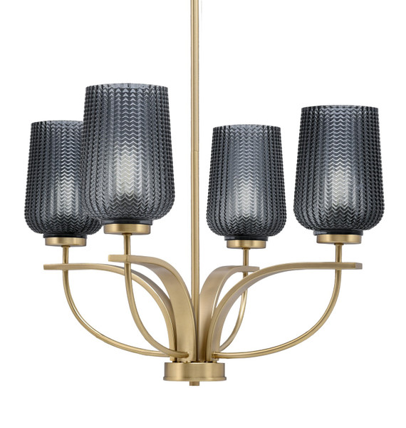 Toltec Lighting - 3904-NAB-4252 - Four Light Chandelier - Cavella - New Age Brass