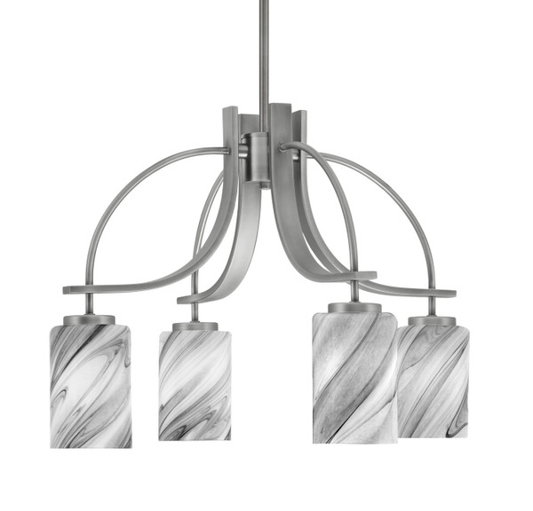 Toltec Lighting - 3924-GP-3009 - Four Light Chandelier - Cavella - Graphite