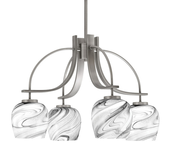 Toltec Lighting - 3924-GP-4819 - Four Light Chandelier - Cavella - Graphite