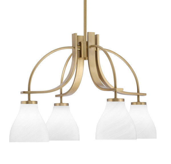 Toltec Lighting - 3924-NAB-4761 - Four Light Chandelier - Cavella - New Age Brass