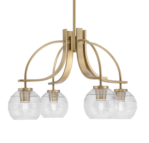 Toltec Lighting - 3924-NAB-5110 - Four Light Chandelier - Cavella - New Age Brass