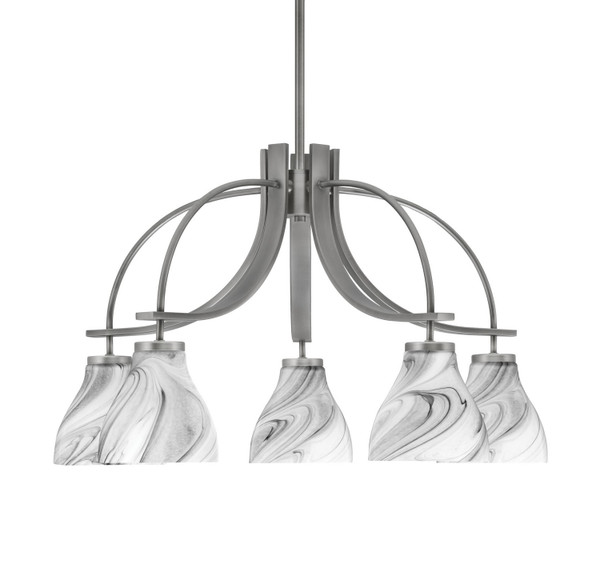 Toltec Lighting - 3925-GP-4769 - Five Light Chandelier - Cavella - Graphite