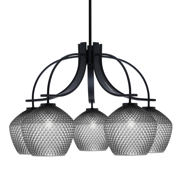 Toltec Lighting - 3925-MB-4922 - Five Light Chandelier - Cavella - Matte Black