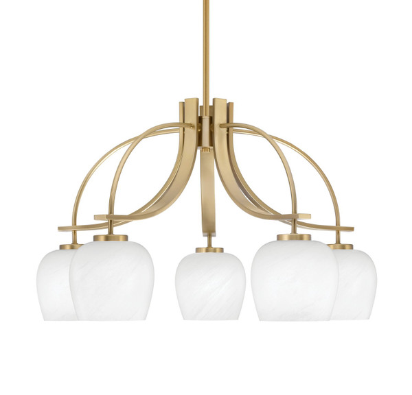 Toltec Lighting - 3925-NAB-4811 - Five Light Chandelier - Cavella - New Age Brass