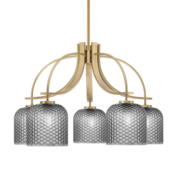 Toltec Lighting - 3925-NAB-4912 - Five Light Chandelier - Cavella - New Age Brass