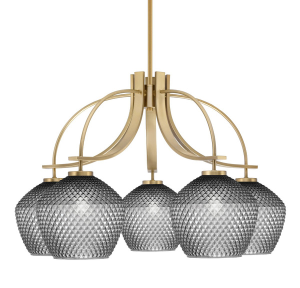 Toltec Lighting - 3925-NAB-4922 - Five Light Chandelier - Cavella - New Age Brass