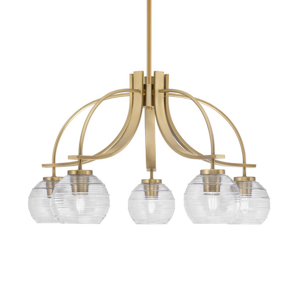 Toltec Lighting - 3925-NAB-5110 - Five Light Chandelier - Cavella - New Age Brass