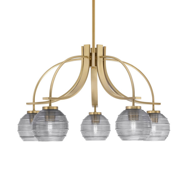 Toltec Lighting - 3925-NAB-5112 - Five Light Chandelier - Cavella - New Age Brass