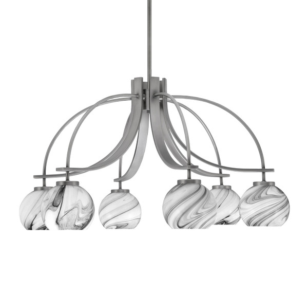 Toltec Lighting - 3926-GP-4109 - Six Light Chandelier - Cavella - Graphite