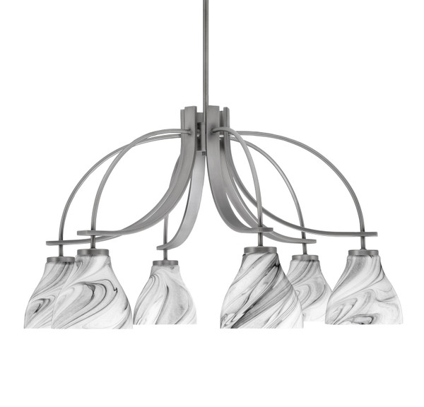 Toltec Lighting - 3926-GP-4769 - Six Light Chandelier - Cavella - Graphite