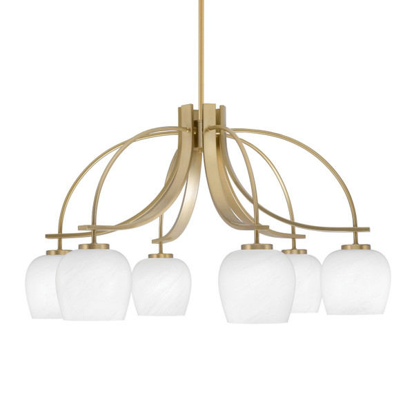 Toltec Lighting - 3926-NAB-4811 - Six Light Chandelier - Cavella - New Age Brass