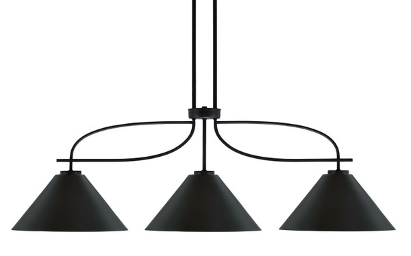 Toltec Lighting - 3936-MB-420-MB - Three Light Island Pendant - Cavella - Matte Black