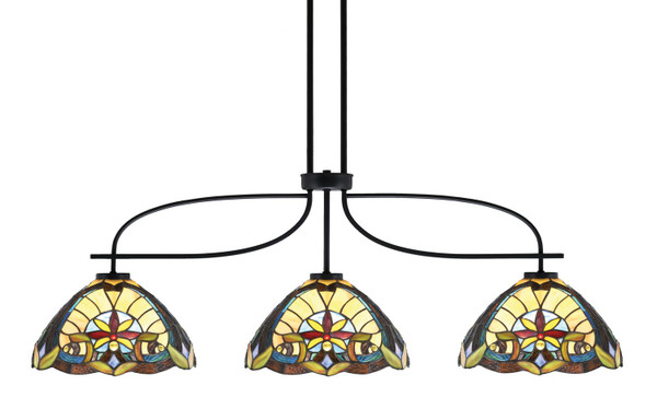 Toltec Lighting - 3936-MB-9369 - Three Light Island Pendant - Cavella - Matte Black