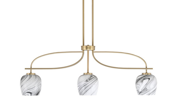 Toltec Lighting - 3936-NAB-4819 - Three Light Island Pendant - Cavella - New Age Brass