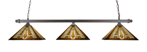 Toltec Lighting - 403-DG-959 - Three Light Island Pendant - Square Bar Square Fitter - Dark Granite