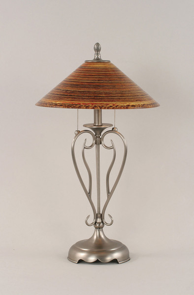 Toltec Lighting - 42-BN-414 - Two Light Table Lamp - Olde Iron - Brushed Nickel