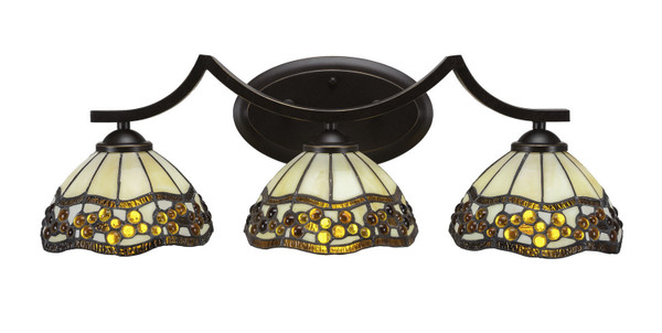Toltec Lighting - 553-DG-9975 - Three Light Bath Bar - Zilo - Dark Granite