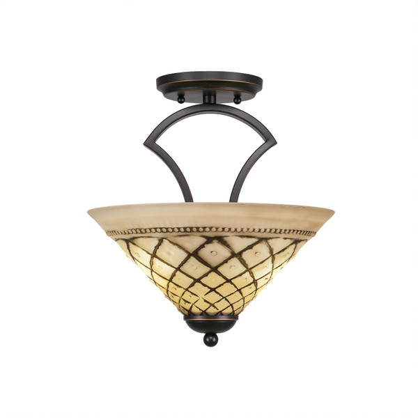 Toltec Lighting - 563-DG-7182 - Two Light Semi-Flush Mount - Zilo - Dark Granite