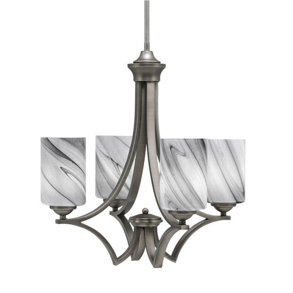 Toltec Lighting - 564-GP-3009 - Four Light Chandelier - Zilo - Graphite
