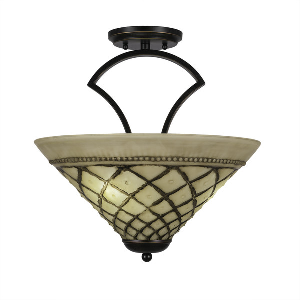 Toltec Lighting - 565-DG-718 - Three Light Semi-Flush Mount - Zilo - Dark Granite
