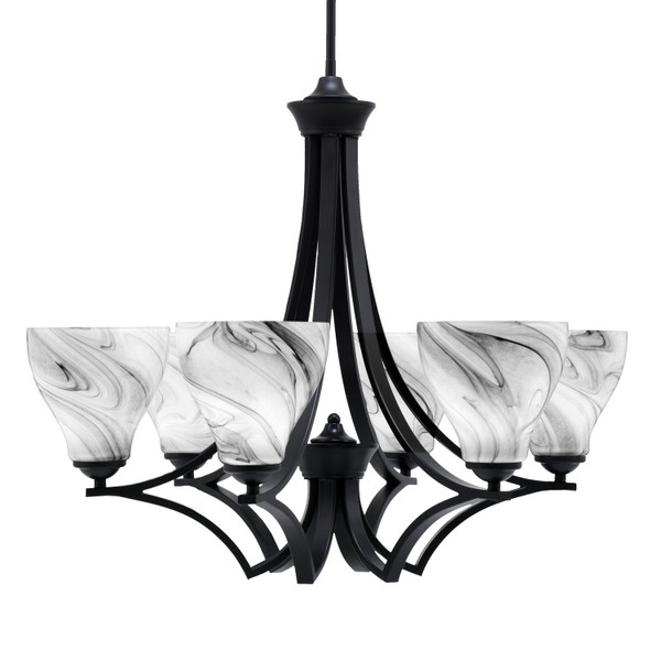 Toltec Lighting - 566-MB-4769 - Six Light Chandelier - Zilo - Matte Black