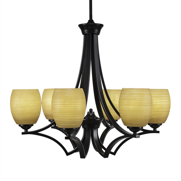 Toltec Lighting - 566-MB-625 - Six Light Chandelier - Zilo - Matte Black