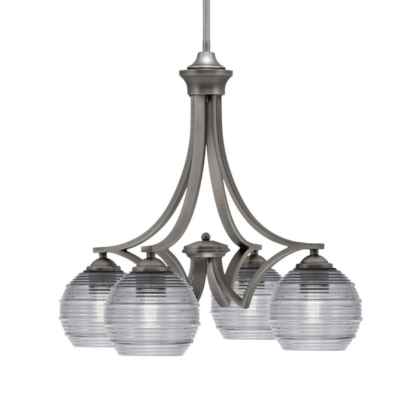 Toltec Lighting - 568-GP-5112 - Four Light Chandelier - Zilo - Graphite