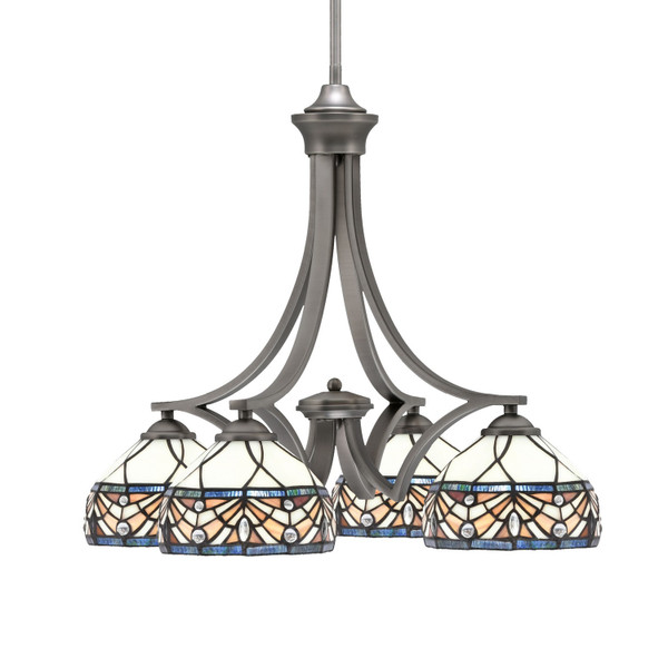 Toltec Lighting - 568-GP-9485 - Four Light Chandelier - Zilo - Graphite