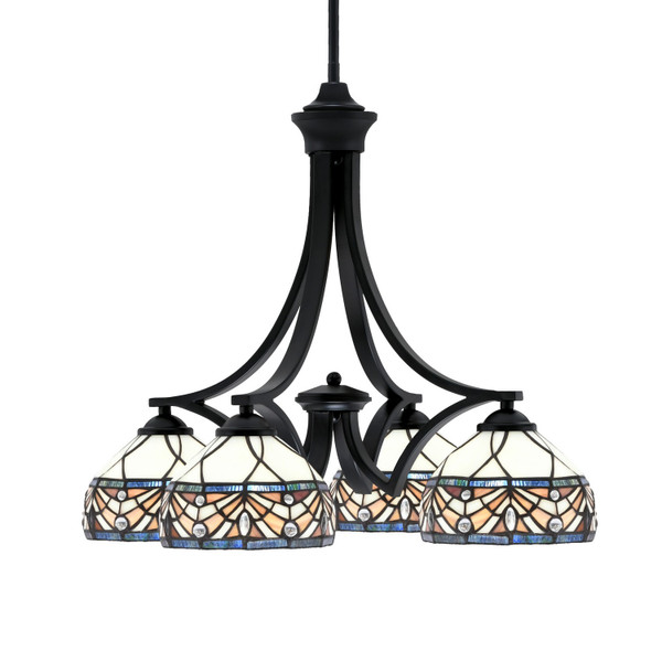 Toltec Lighting - 568-MB-9485 - Four Light Chandelier - Zilo - Matte Black