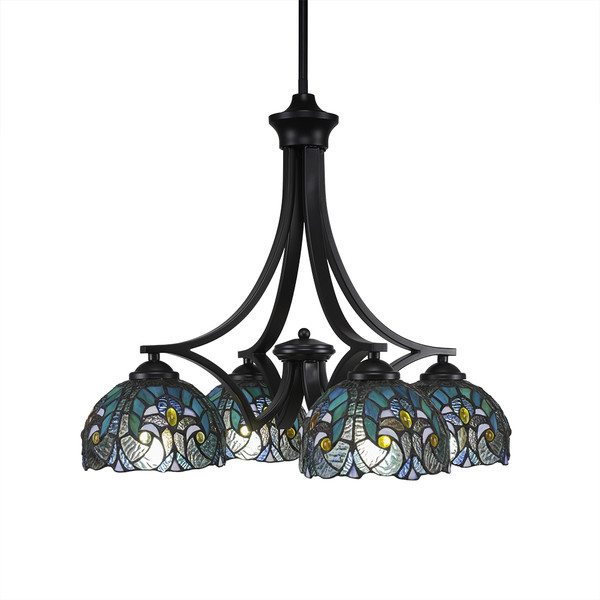 Toltec Lighting - 568-MB-9925 - Four Light Chandelier - Zilo - Matte Black