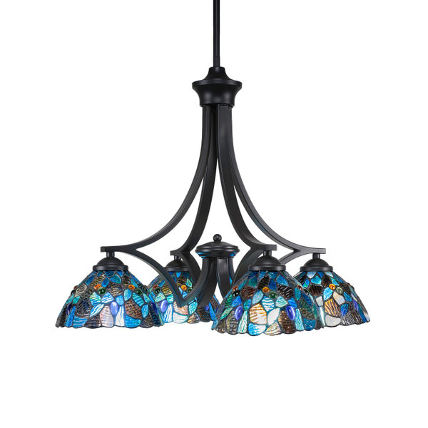 Toltec Lighting - 568-MB-9955 - Four Light Chandelier - Zilo - Matte Black