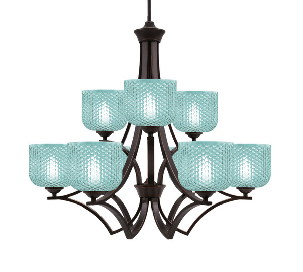 Toltec Lighting - 569-DG-4615 - Nine Light Chandelier - Zilo - Dark Granite