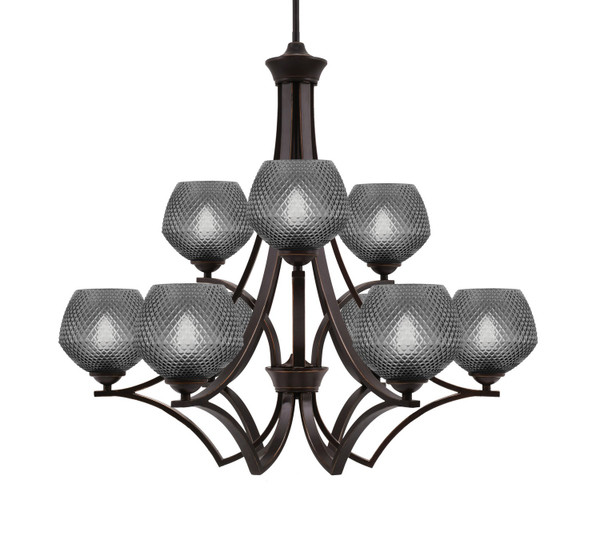Toltec Lighting - 569-DG-4622 - Nine Light Chandelier - Zilo - Dark Granite