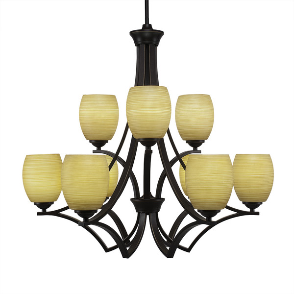Toltec Lighting - 569-DG-625 - Nine Light Chandelier - Zilo - Dark Granite