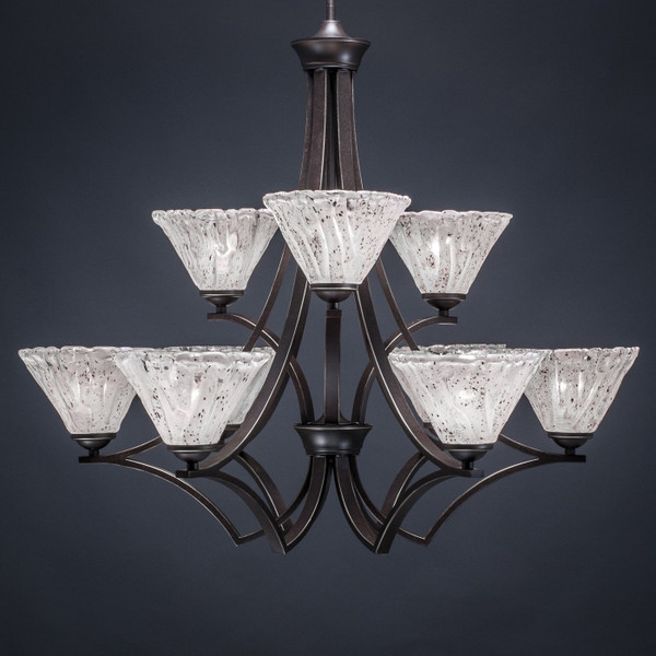 Toltec Lighting - 569-DG-7195 - Nine Light Chandelier - Zilo - Dark Granite