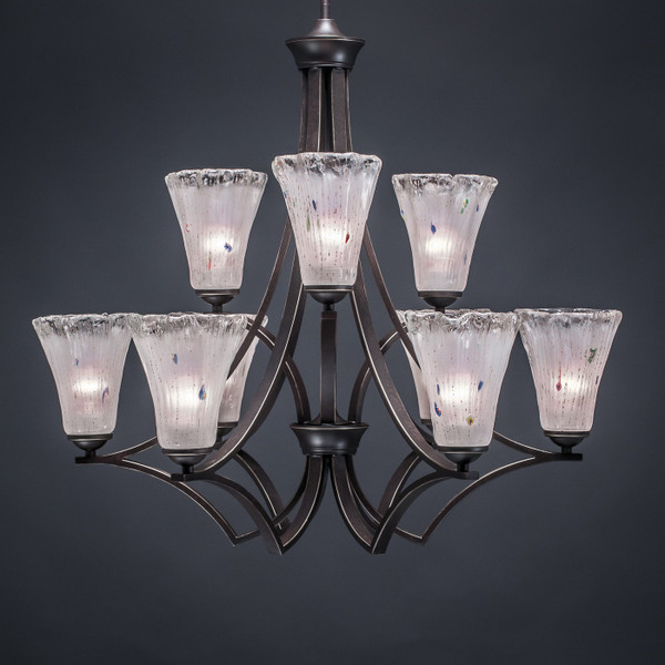 Toltec Lighting - 569-DG-721 - Nine Light Chandelier - Zilo - Dark Granite