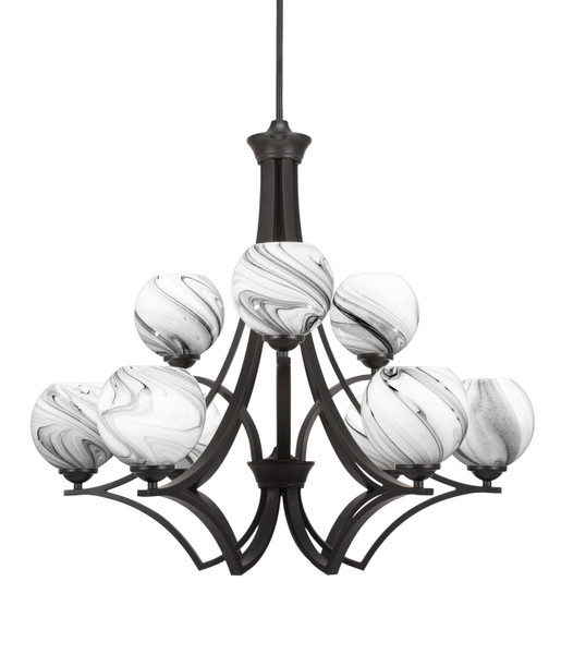 Toltec Lighting - 569-MB-4109 - Nine Light Chandelier - Zilo - Matte Black