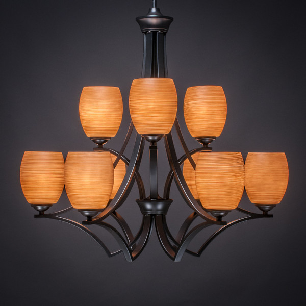Toltec Lighting - 569-MB-625 - Nine Light Chandelier - Zilo - Matte Black