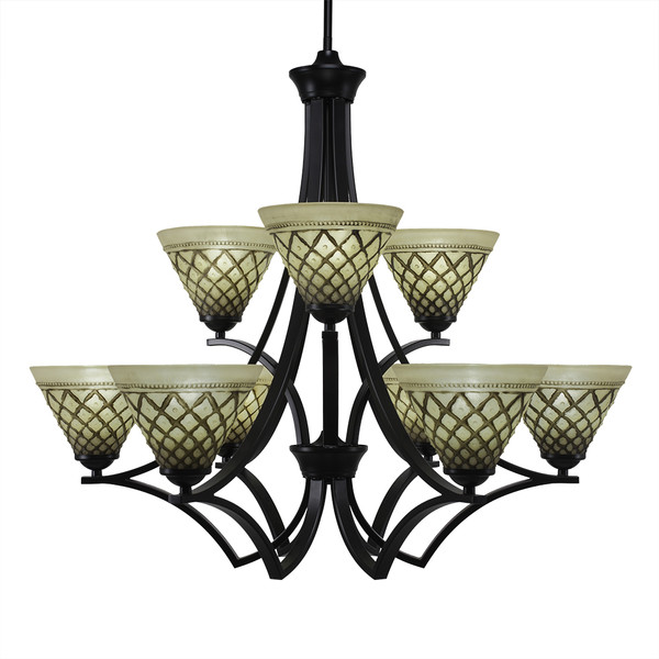 Toltec Lighting - 569-MB-7185 - Nine Light Chandelier - Zilo - Matte Black